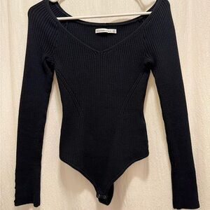Abercrombie & Fitch Black Ribbed Bodysuit
